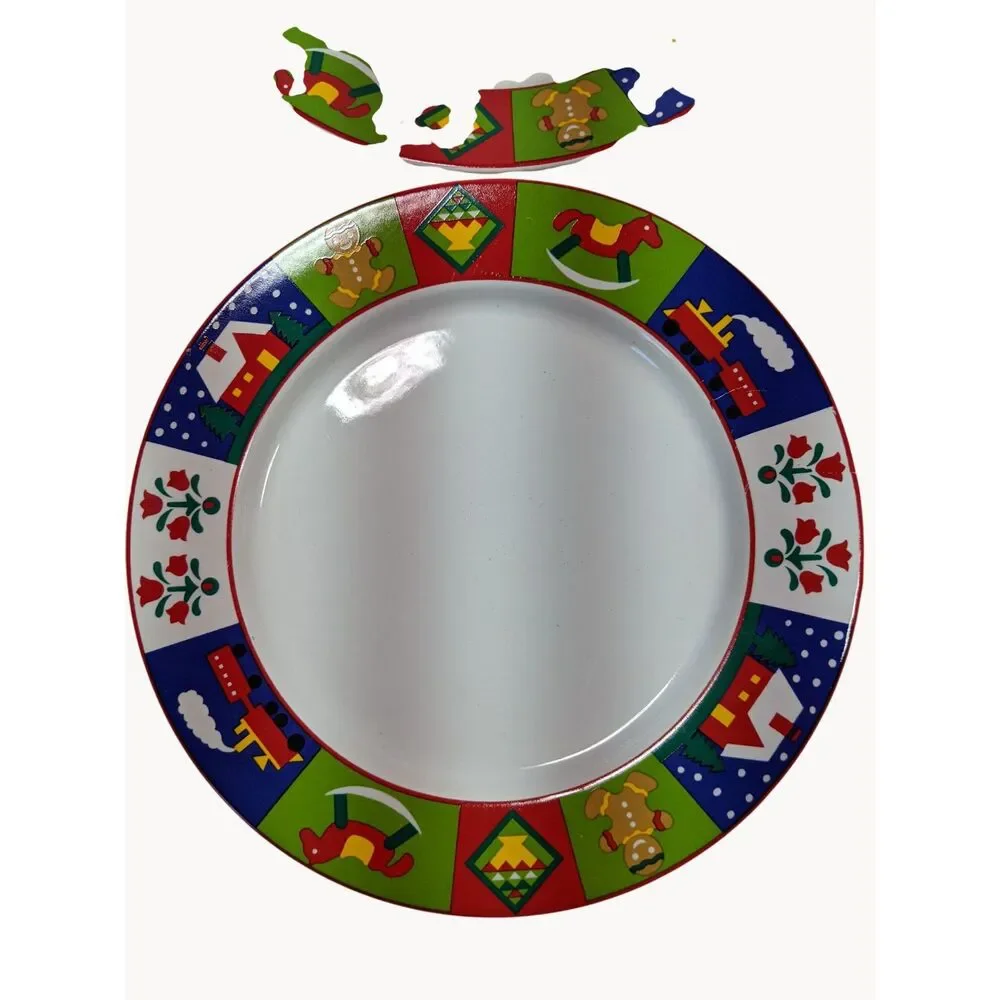 4 Vintage Marketplace Celebrate The Season Plates Christmas Grandmacore Lot 